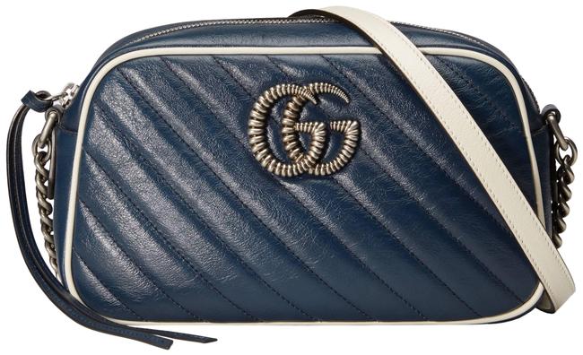 Gucci Marmont Gg Matelasse Blue Shoulder Bag