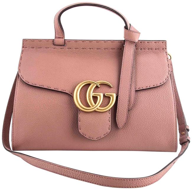 Gucci Marmont Gg Top Handle Antique Rose Pink Leather Shoulder Bag