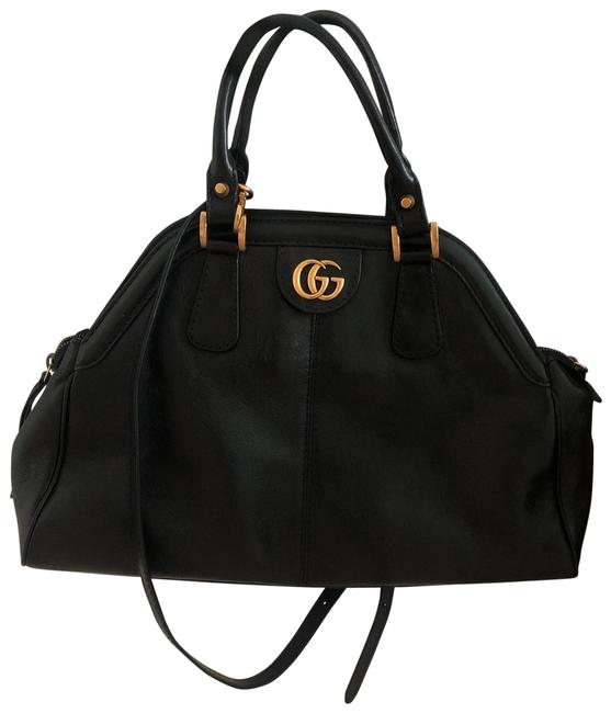 Gucci Top Handle Bag Medium Black Leather Satchel