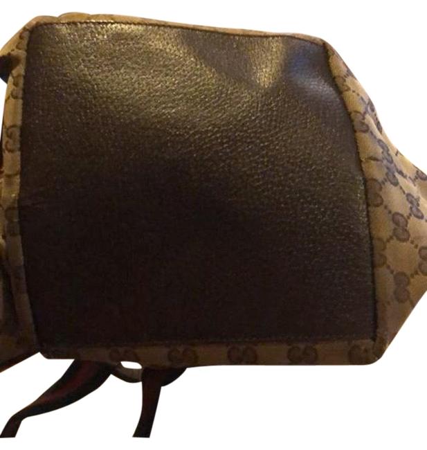 Gucci Monogram Black Canvas Tan Tote