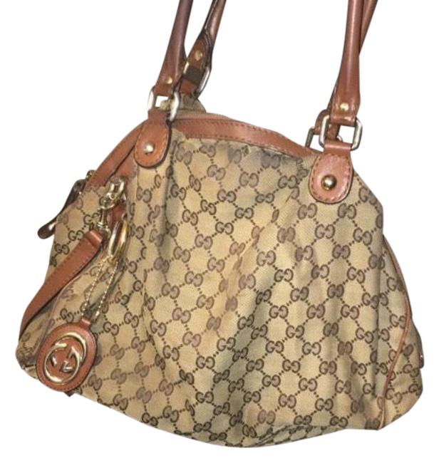Gucci Tote Monogram Tan Shoulder Bag