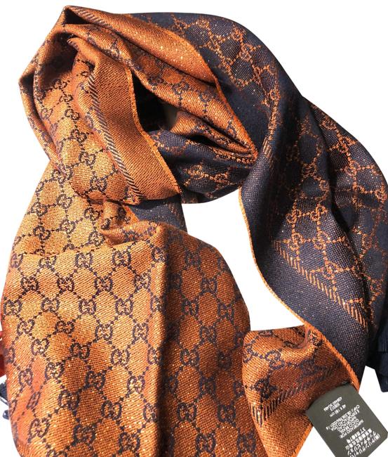 Gucci Navy Metallic Shawl Scarf Wrap