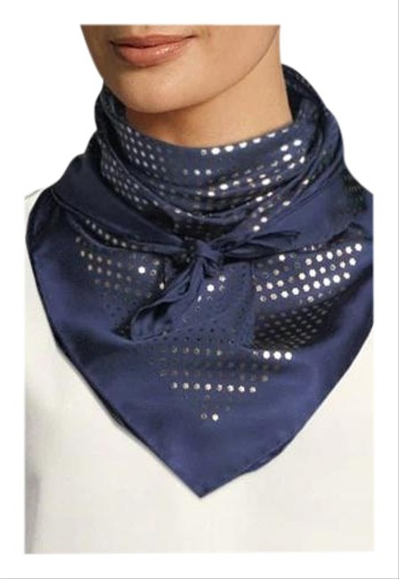 Gucci Navy Silk Twill Star Scarf Wrap