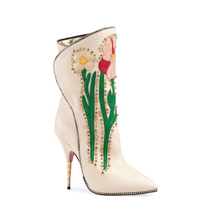 Gucci Nude Fosca Appliqued Boots Booties 