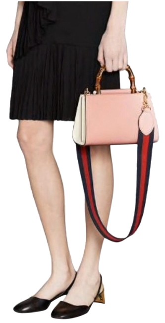 Gucci Nymphaea Bamboo Blush  Pink Calfskin Leather Tote