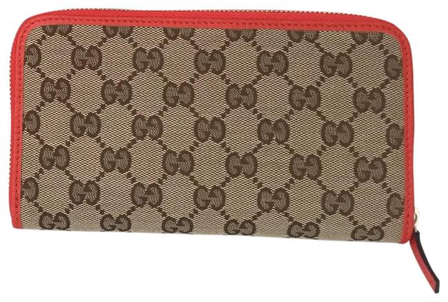Gucci Orange Canvas Leather with Zip Wallet