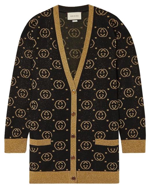 Gucci Oversized Metallic Intarsia Wool blend Large Cardigan 12 L