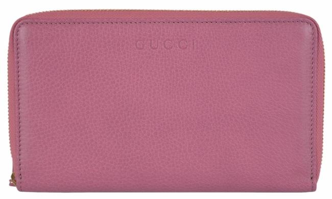 Gucci Pink Clutch XL 321117 Textured Leather Zip Around Travel Wallet