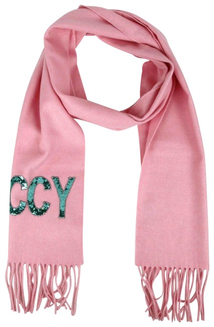 Gucci Pink Silk Cashmere Green "Guccy" Sequins 502362 5800 Scarf Wrap