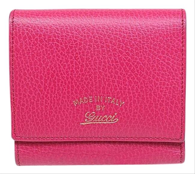 Gucci Pink Swing Leather Tri fold 368234 Wallet