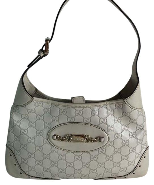 Gucci Punch Guccissima 145778 White Leather Hobo Bag