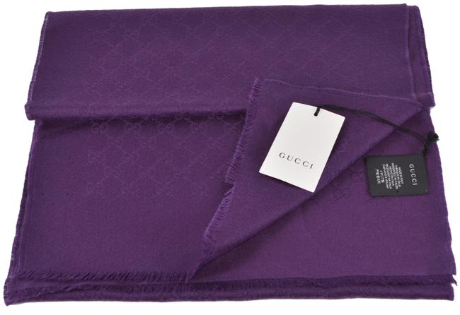 Gucci Purple New Cashmere Gg Muffler 456362 Scarf Wrap
