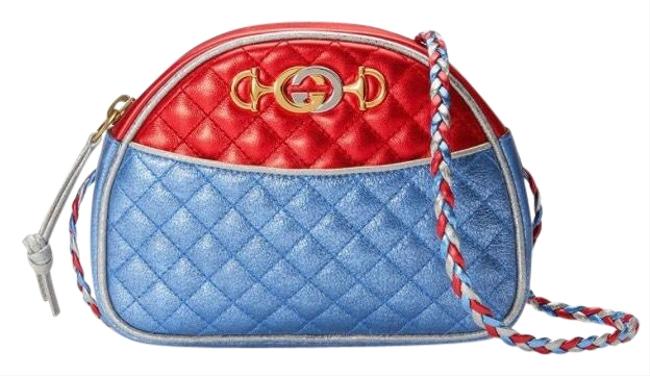 Gucci Quilted Blue Red Silver Laminated Leather] Cross Body Bag