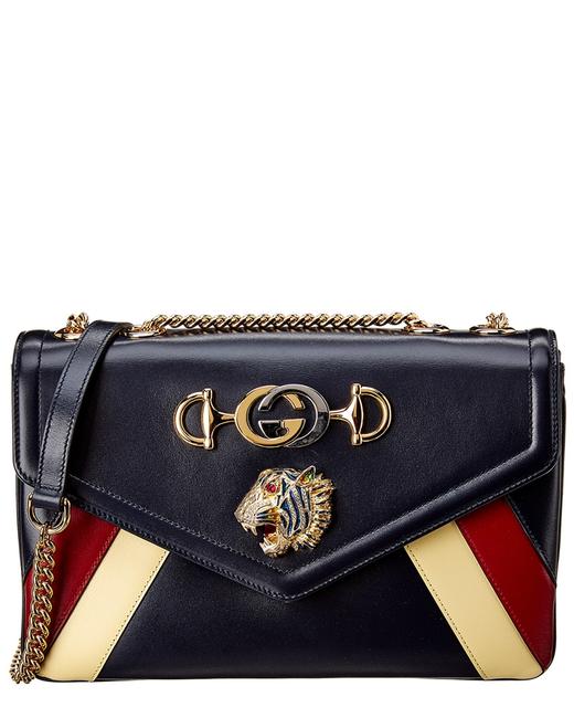 Gucci Rajah Medium Black Leather Shoulder Bag