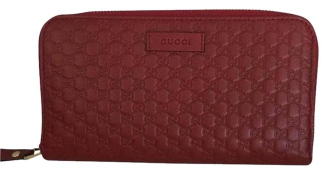 Gucci Red Gg Leather with Zip Wallet
