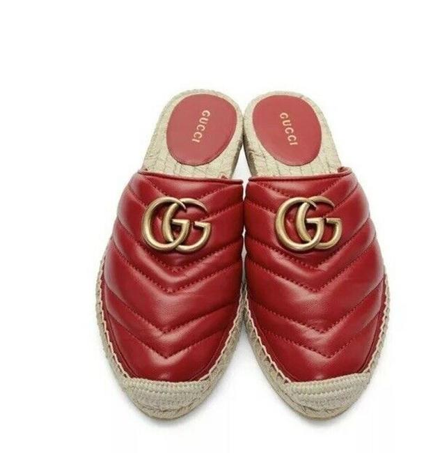 Gucci Red Marmont Gg Espadrille Mule Slide It 38 Flats 