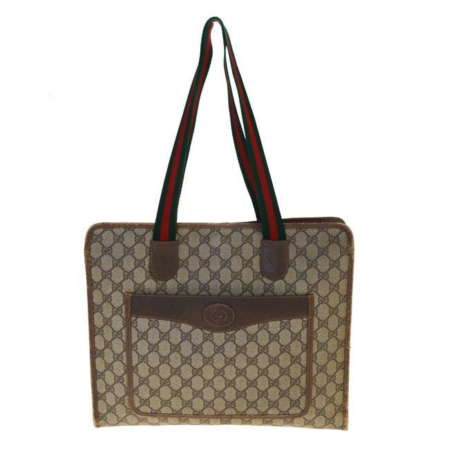 Gucci Shoulder Bag Brown Gg Supreme Canvas Tote