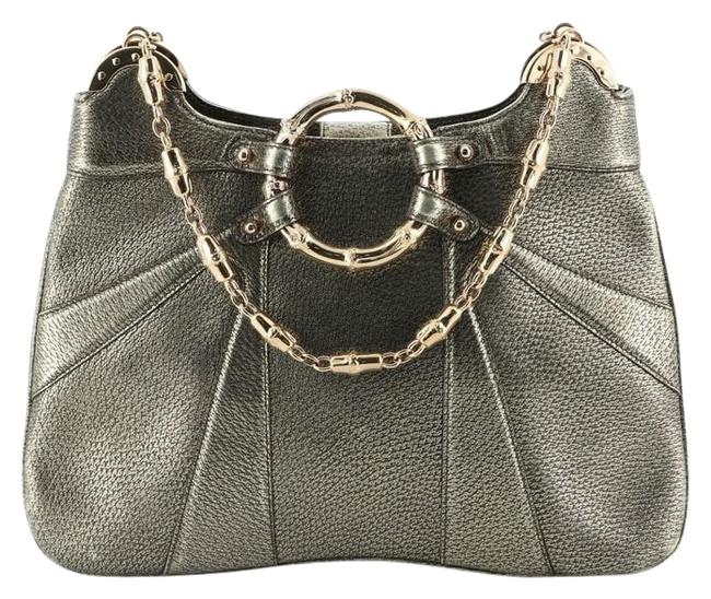 Gucci Shoulder Bamboo Jeweled Medium Gold Leather Hobo Bag