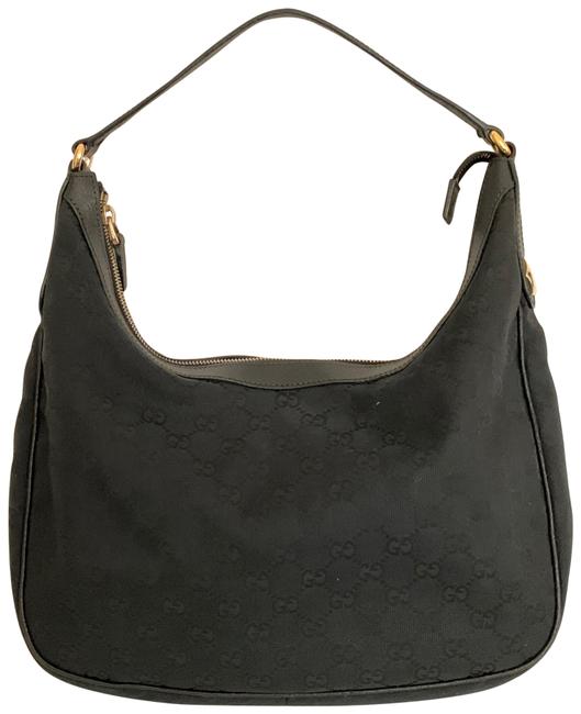 Gucci Shoulder Black Gg Canvas Hobo Bag