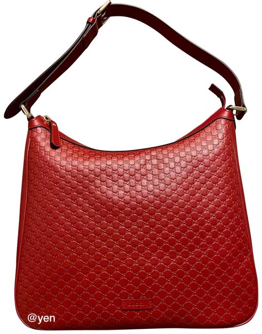 Gucci Shoulder Guccissima Large Red Leather Hobo Bag
