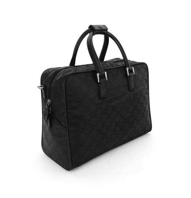 Gucci Signature Black Gg Monogram Nylon Leather Shoulder Bag