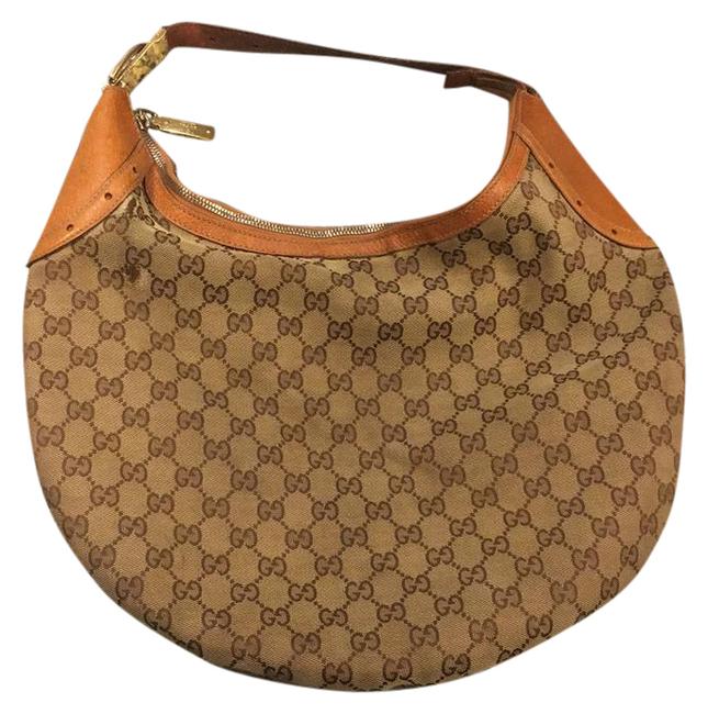 Gucci Signature G Brown Canvas Hobo Bag