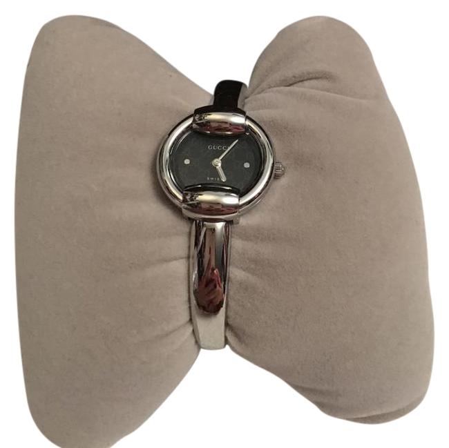 Gucci Silver and Black Bangle Watch