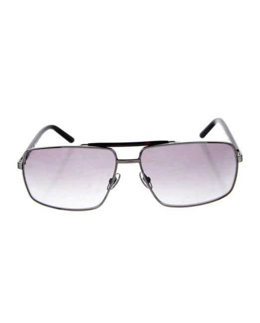 Gucci Silver Tone Aviator Web Sunglasses