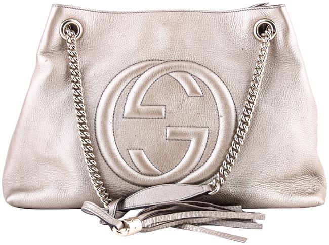 Gucci Soho Metallic Chain Golden Beige Leather Tote