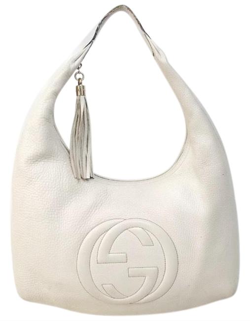 Gucci Soho Skin Interlocking White Lambskin Leather Hobo Bag