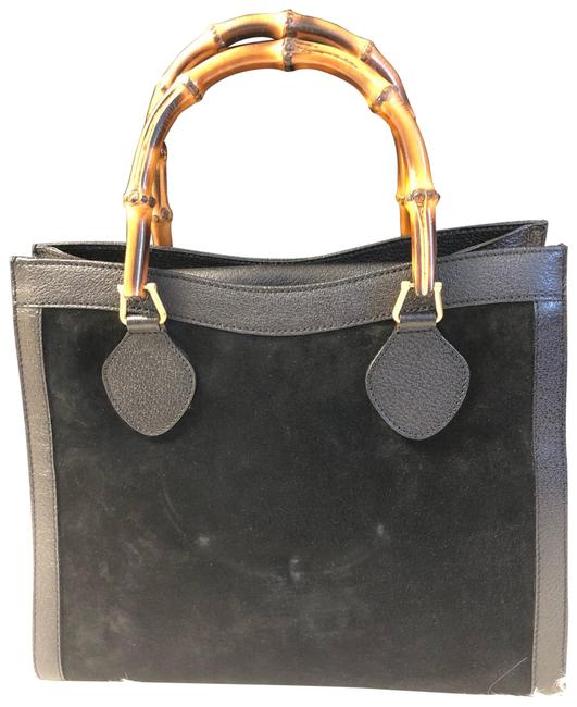 Gucci Suede Bamboo Black Satchel