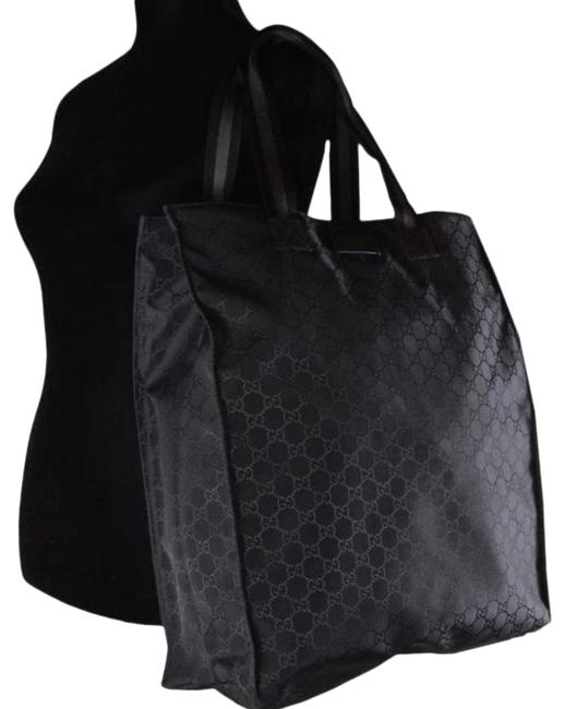 Gucci Top Handle New Tonal Gg Guccissima Black Nylon Tote