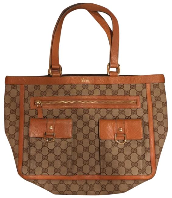 Gucci Tote Brown Canvas and Leather Shoulder Bag