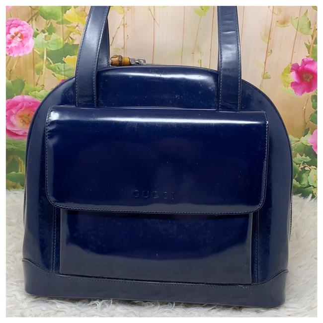 Gucci Tote T Blue Leather Shoulder Bag