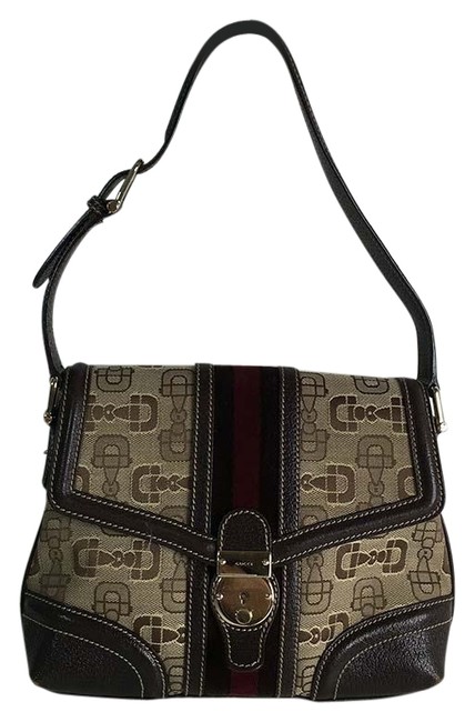 Gucci Treasure Flap Beige Brown Canvas Tote 145999 Brown Shoulder Bag