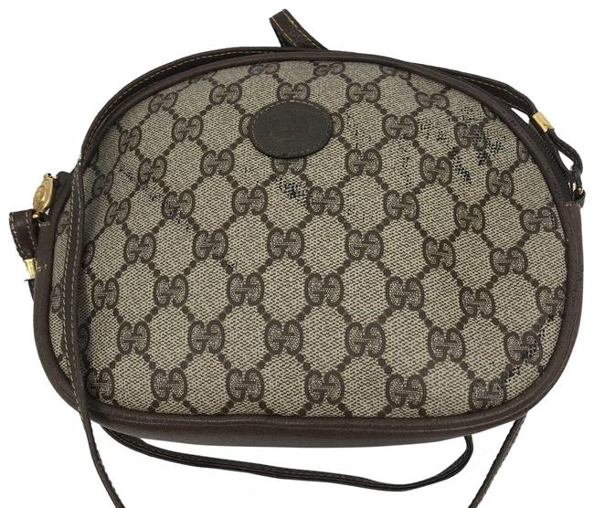 Gucci Vintage Brown Canvas Cross Body Bag