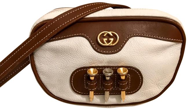 Gucci Vintage Golf White and Brown Leather Cross Body Bag