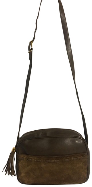 Gucci Vintage Handbag Brown Leather  Suede Cross Body Bag
