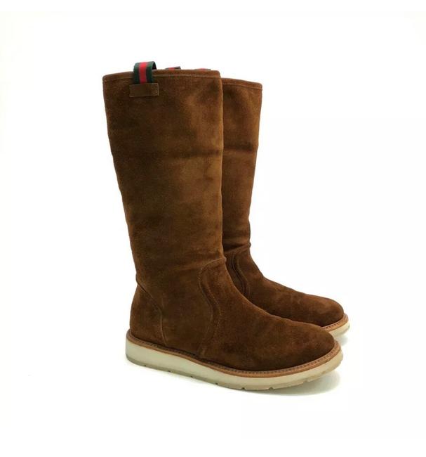 Gucci Web Suede Shearling Boots Booties 