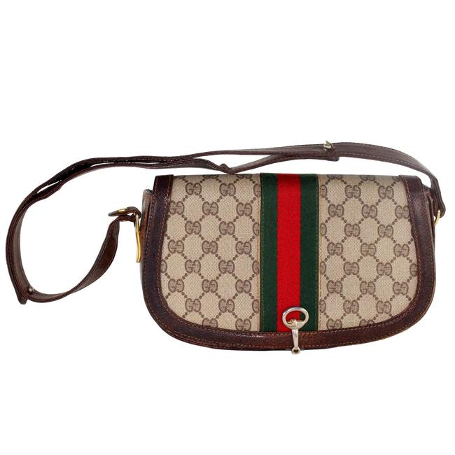 Gucci Webby Vintage Monogram 6369 Brown Canvas Shoulder Bag