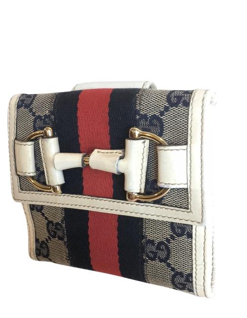 Gucci White Blue Red Bifold Wallet
