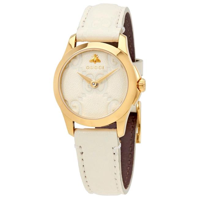 Gucci White G timeless Dial Ladies Leather Watch