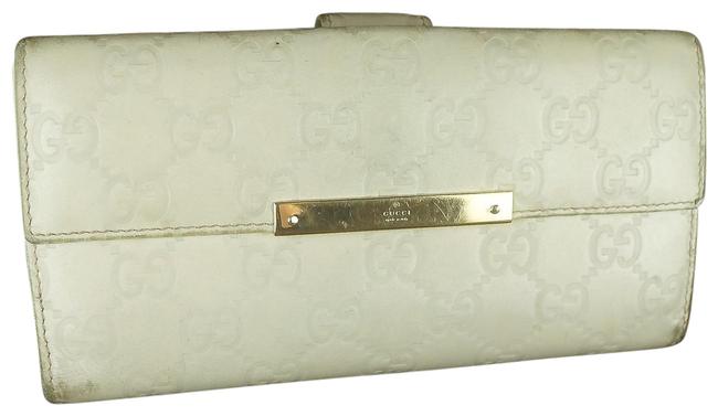 Gucci White Gg Canvas Long Bifold Purse Wallet