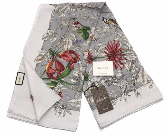 Gucci Zinc Beige #494602 Silk Wondergarden Scarf Wrap