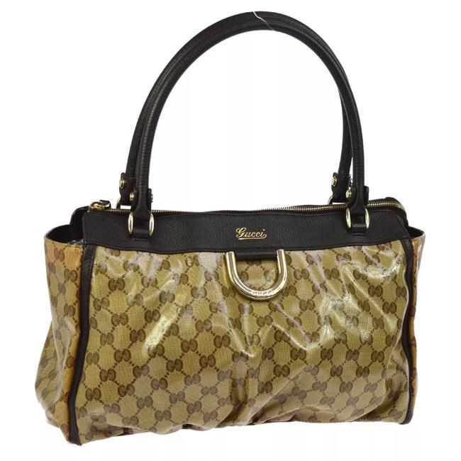 Gucci Shoulder Bag Abbey Gg Pattern Crystal Brown Satchel 