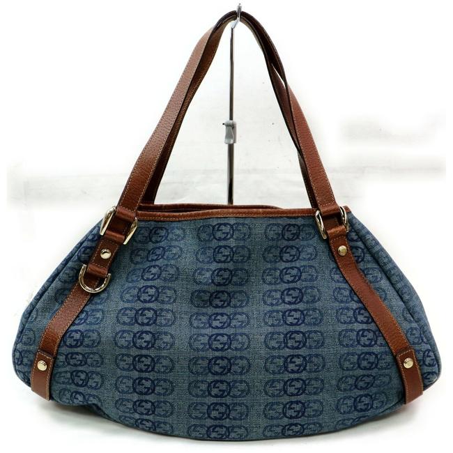 Gucci Abbey Hobo Gg Monogram Interlocking 872010 Canvas Denim Shoulder Bag 
