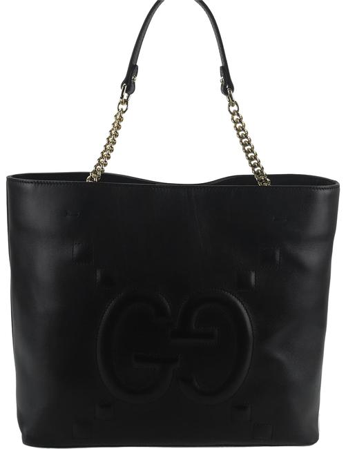 Gucci Tote New 453561 Apollo Gg Embossed Black Leather Shoulder Bag 