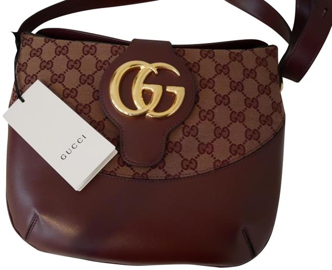 Gucci Arli Gg Medium Burgundy Leather Shoulder Bag 