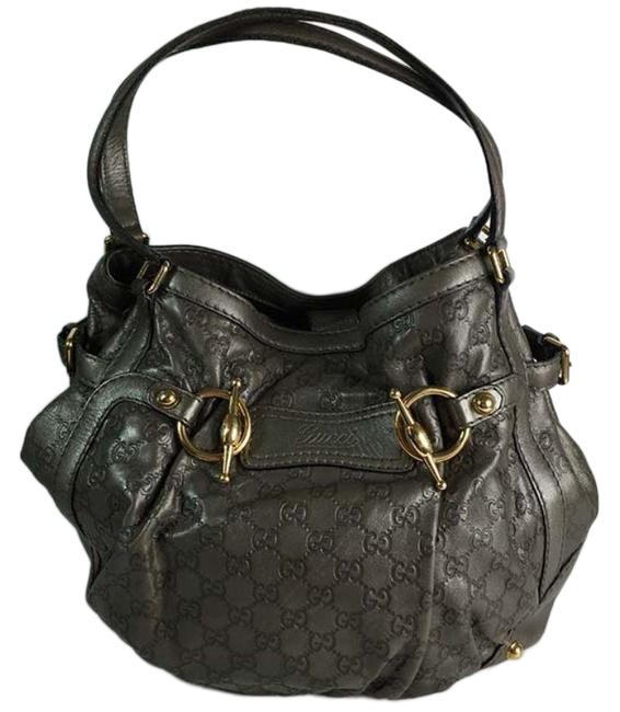 Gucci Bag Jokey Gg Leather Shoulder 203546 Bronze Canvas Tote 