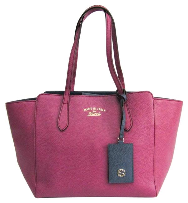 Gucci Bag Swing 354408 Womens Purple Leather Tote 